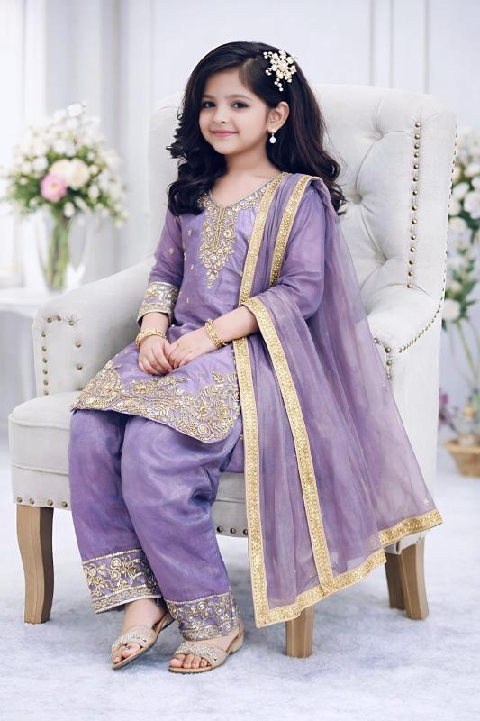 Ramzan Eid Special Silk Purple Children boutique clothing wholesaler in Pune